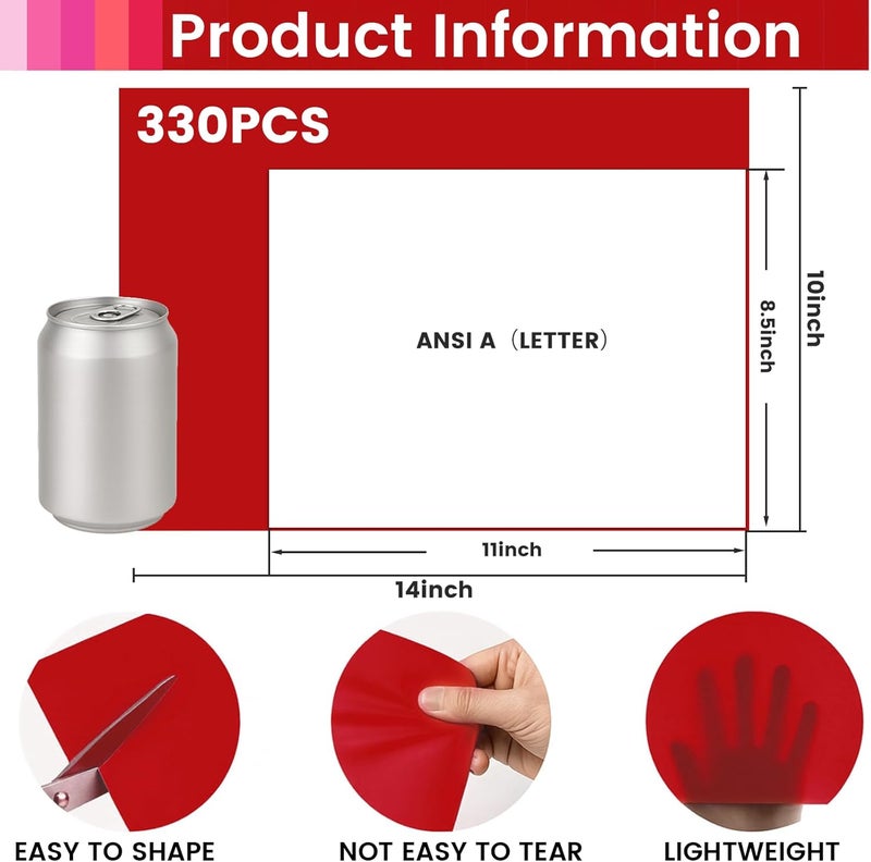 Koogel 330 Sheets Red Tissue Paper, 14 x 10 inch Pink Gift Wrapping Paper for Birthday Wedding DIY Crafts 6 Colors - Image 2